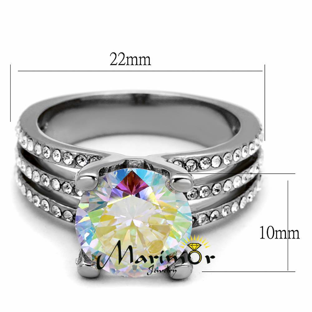 4.41Ct Stunning Cubic Zirconia Stainless Steel Engagement Ring Women's Size 5-10