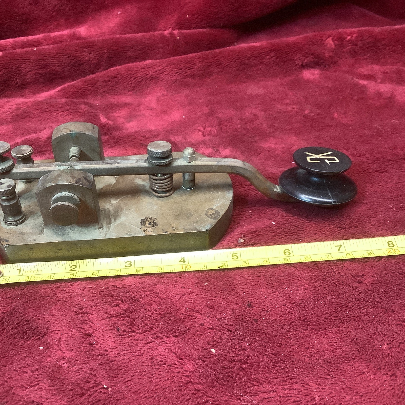 Vintage 3# Heavy Brass Oversized Telegraph Key “CK” Nonelikeit! K1 Key Button