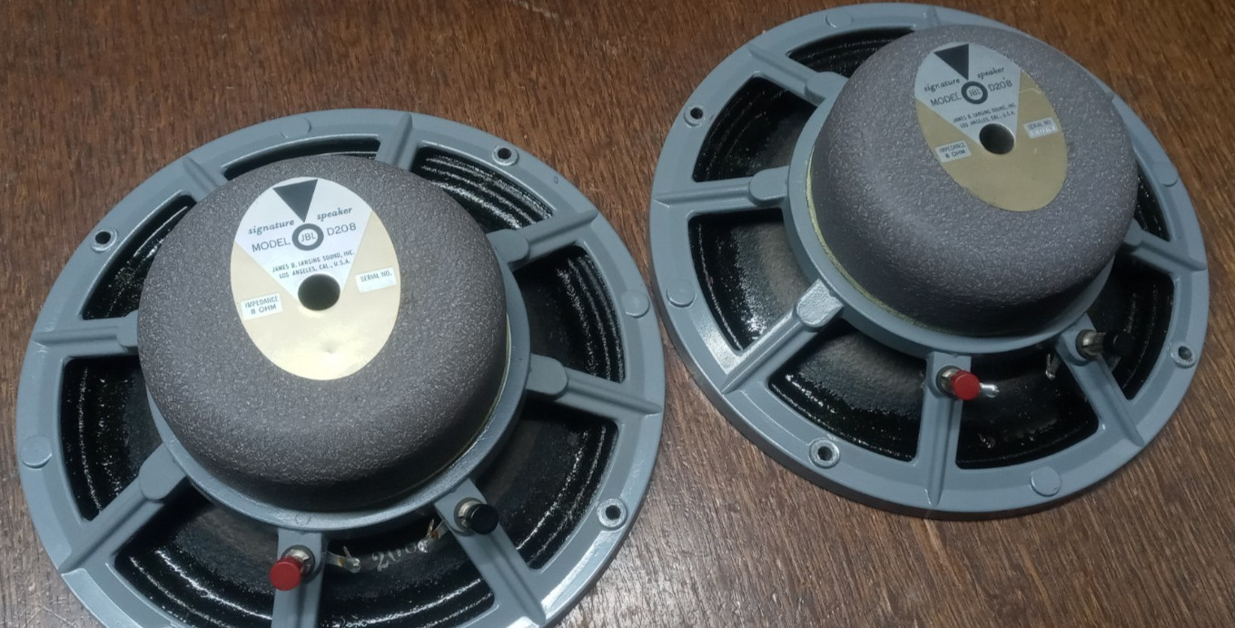JBL D208 Pair Vintage 8" Full Range Speakers 8 ohm Consecutive Serial #'s