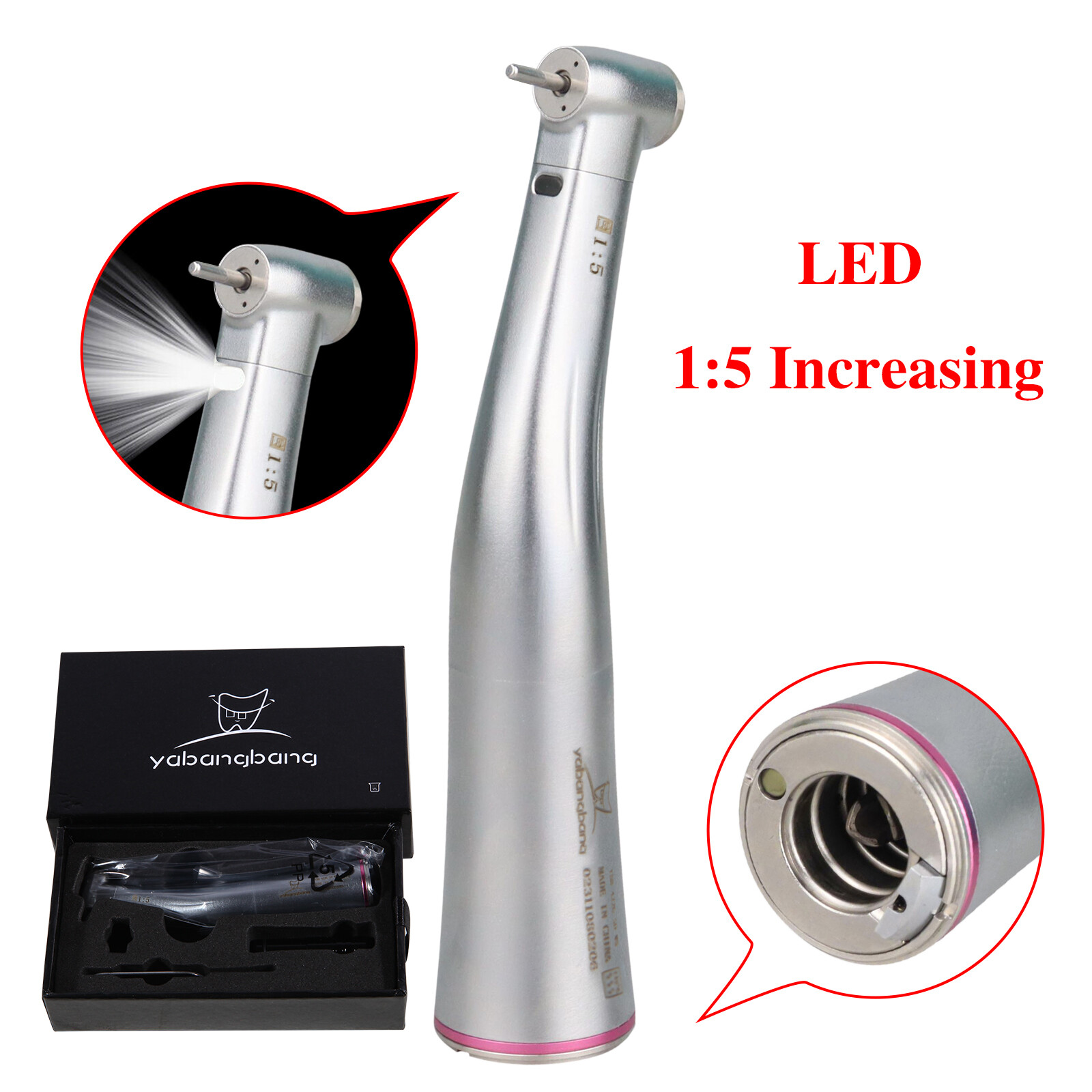 Dental 1:5 LED Fiber Optic Contra Angle Handpiece compatible NSK Ti-MAX X95L