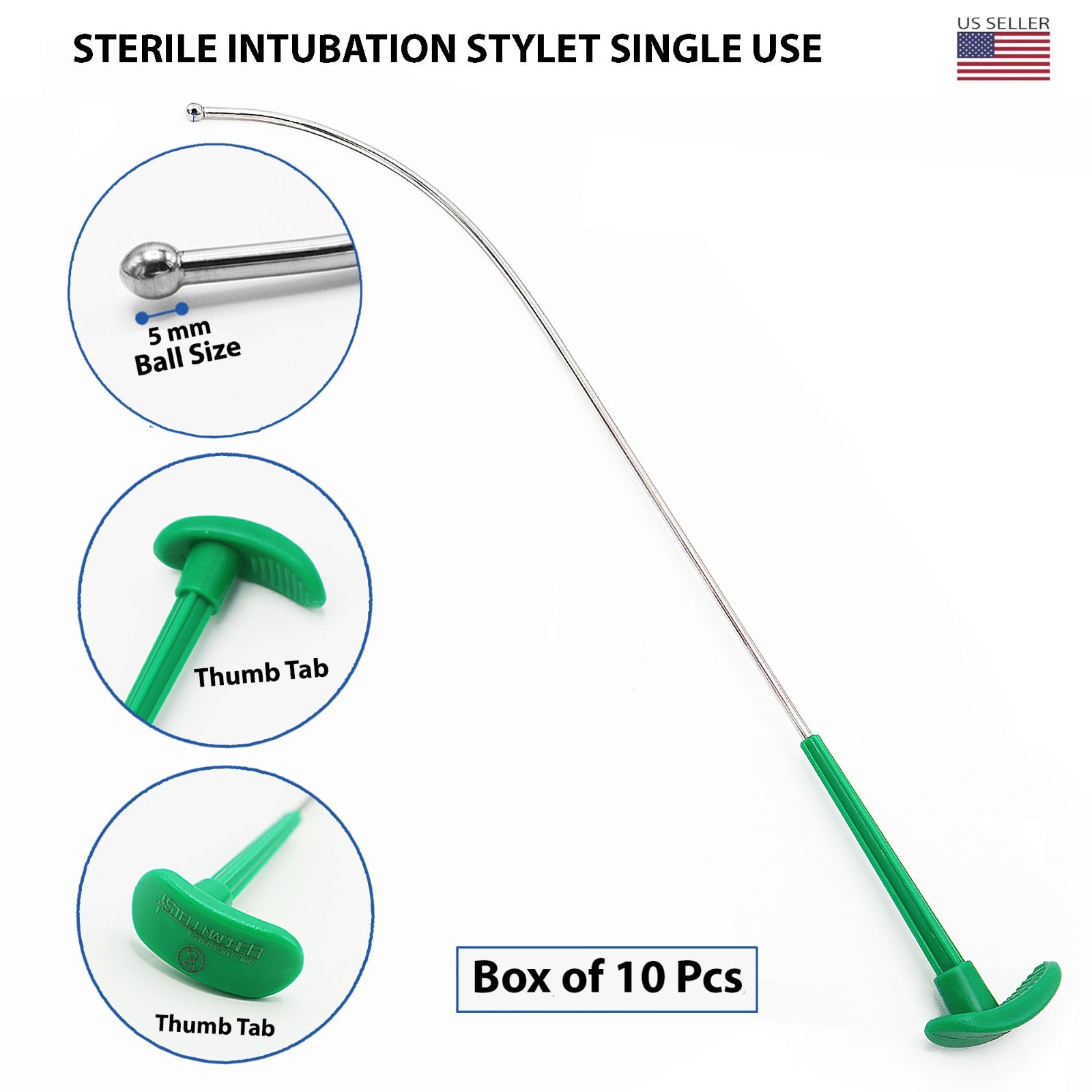 10 Pcs Intubation Stylet Sterile Single Use Rigid Stylets Anesthesia Instruments