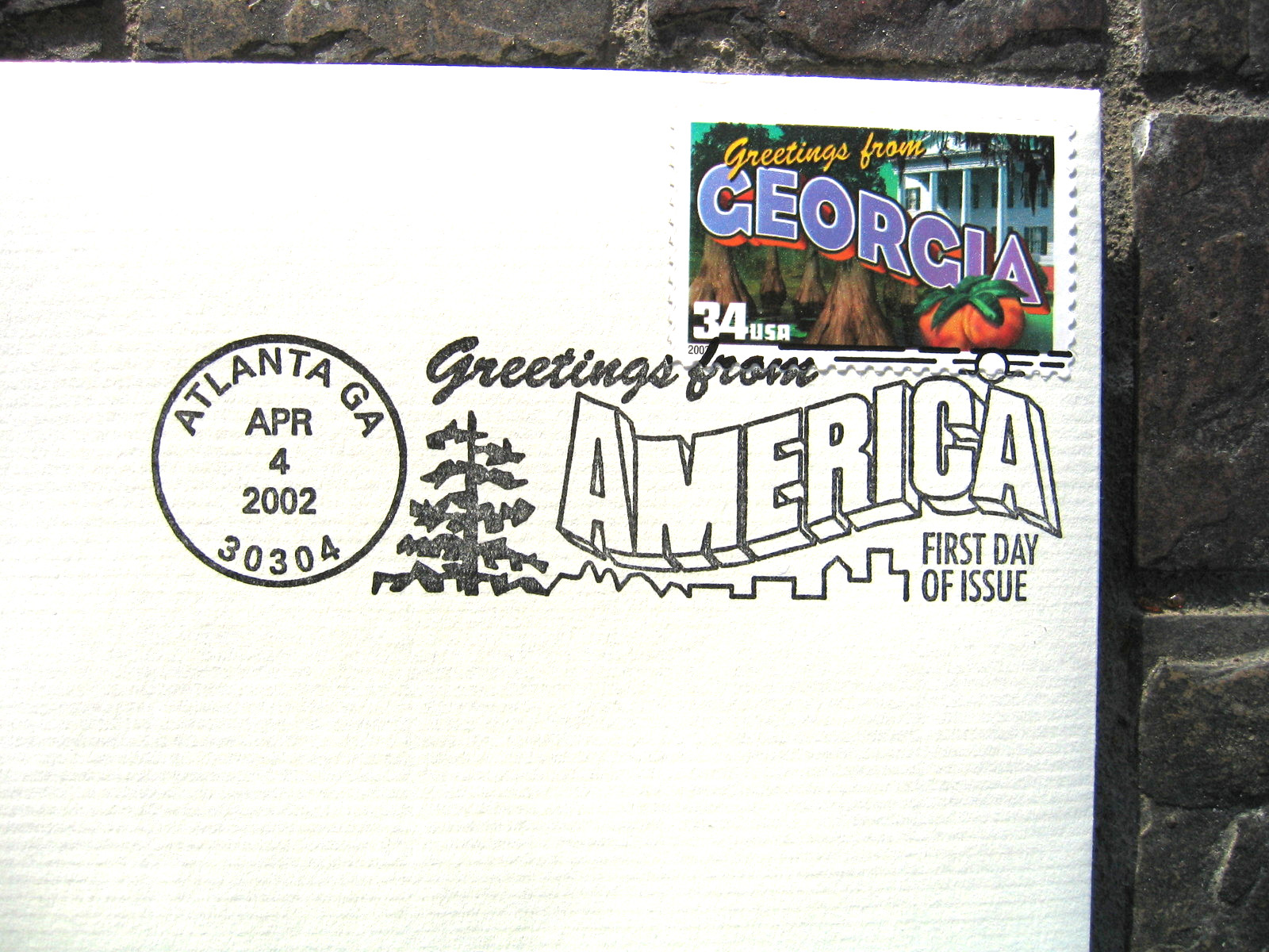 2002 GEORGIA Greetings From America replica Gold Stamp Golden COVER