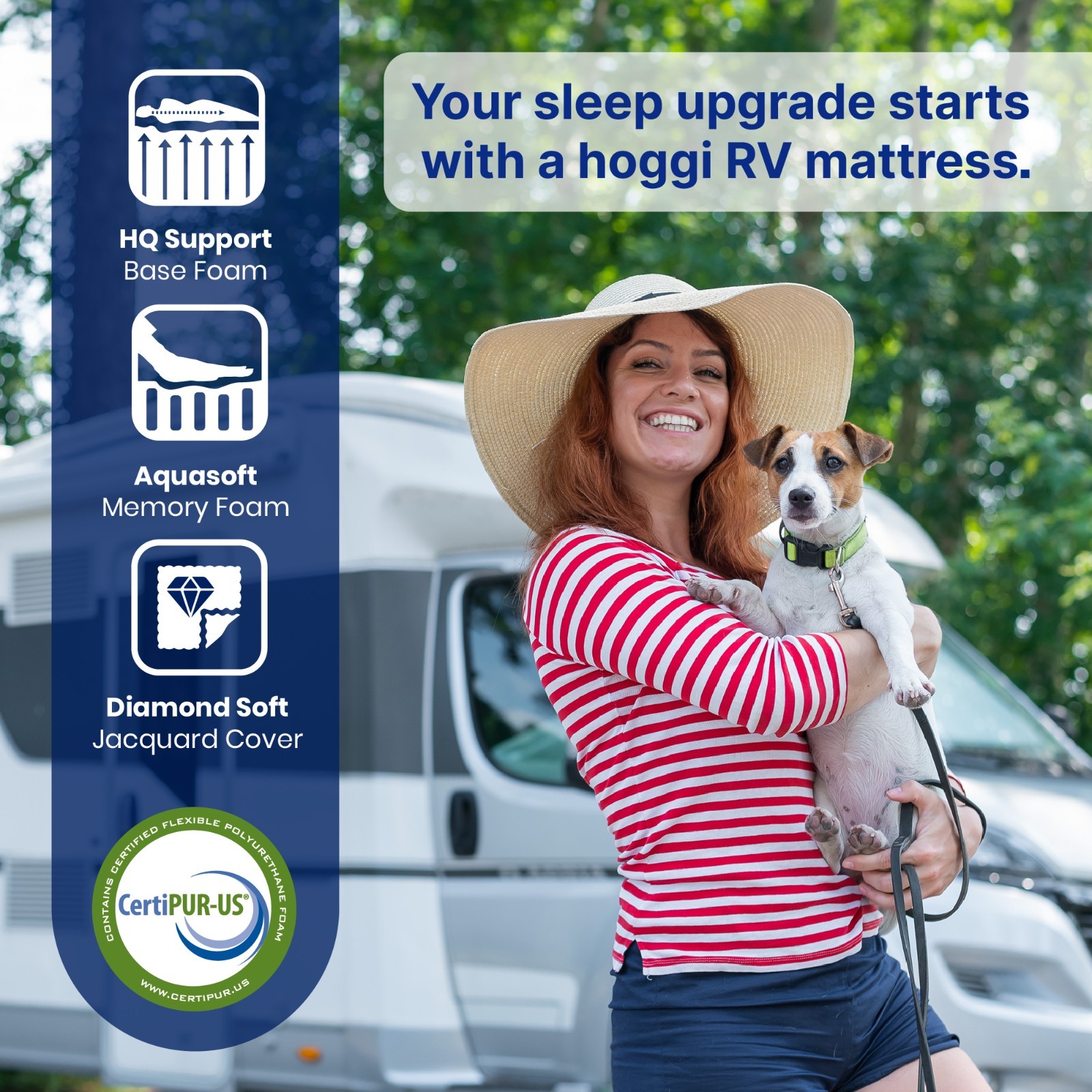 Short Queen, 10 Inch RV Mattress 60x74, High-Quality Memory Foam, hoggisleep NEW