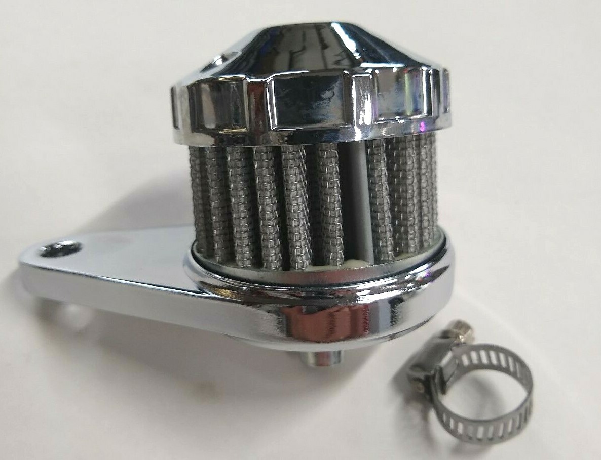 Chrome Crankcase Breather Vent Filter Assembly for Harley, Choppers & Customs