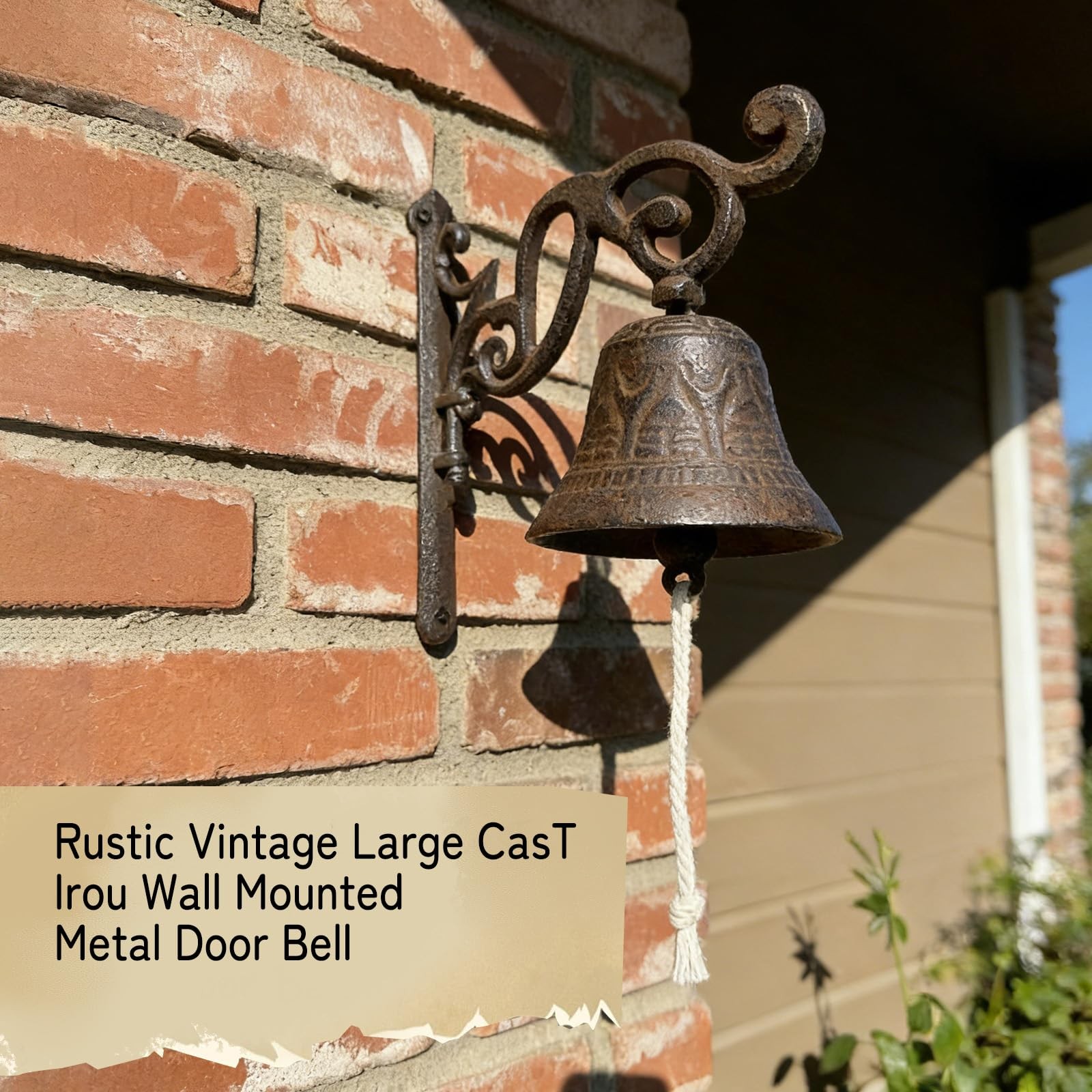 Outdoor Dinner Hanging Bell Cast Iron Duty Rustic Vintage Doorbell for Outsid...