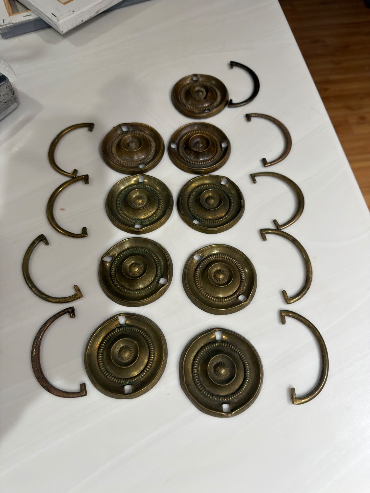 antique Hepplewhite round bail pulls 1810 English George parts restoration set