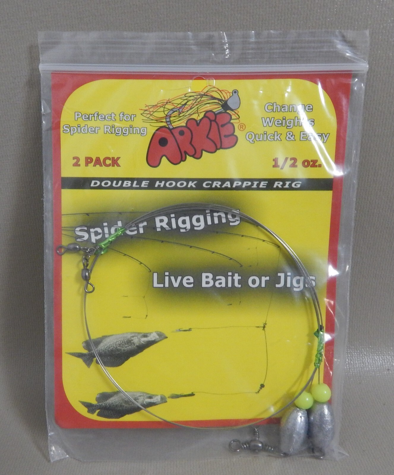 Lot of 3 ARKIE SPIDER RIGGING Double Hook Crappie Rig 1/2oz Troll Jigs Bait Lure