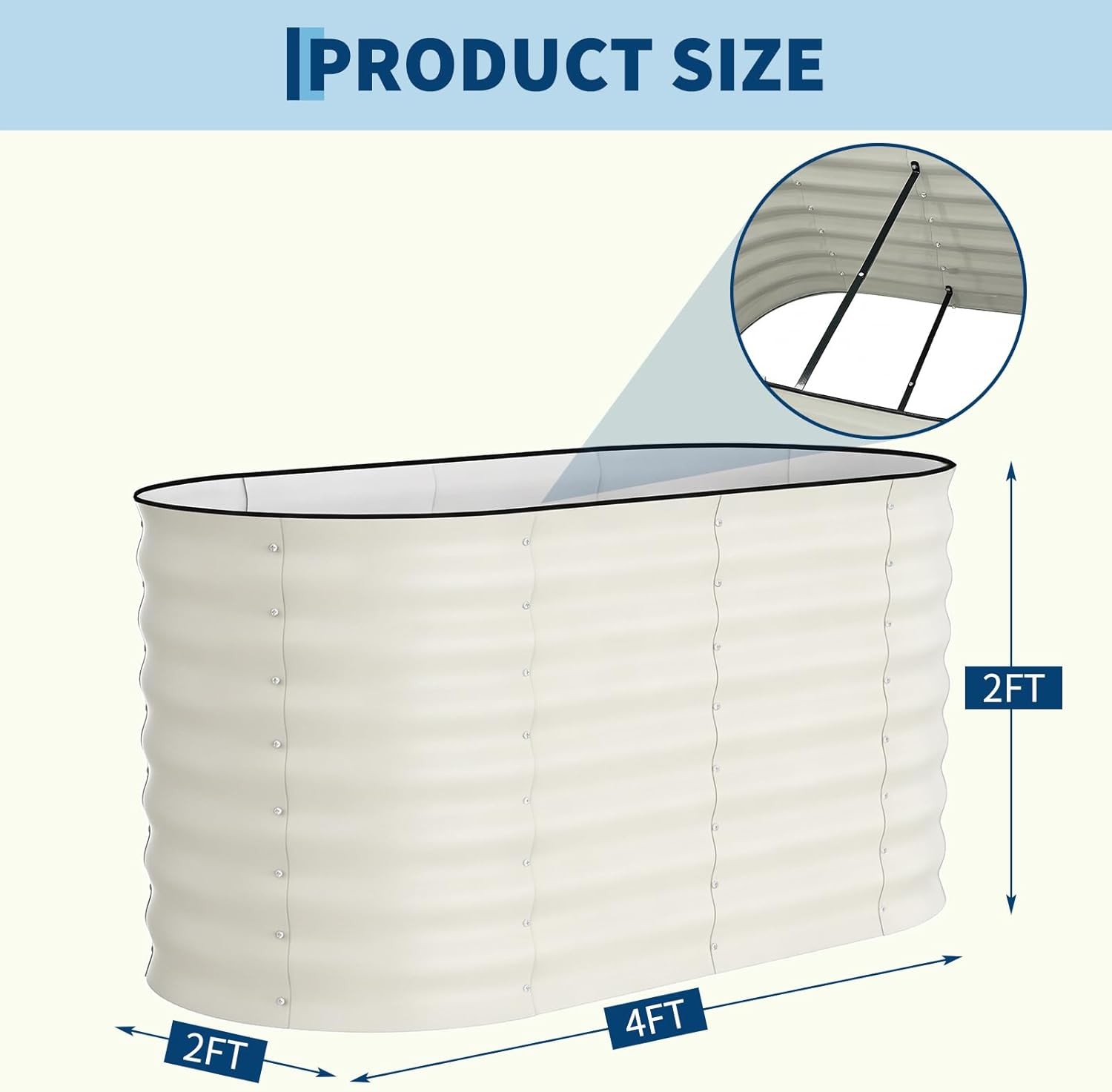 2 Pack Galvanized Raised Garden Bed Outdoor, 4 x 2 x 2 ft Metal Planter Box