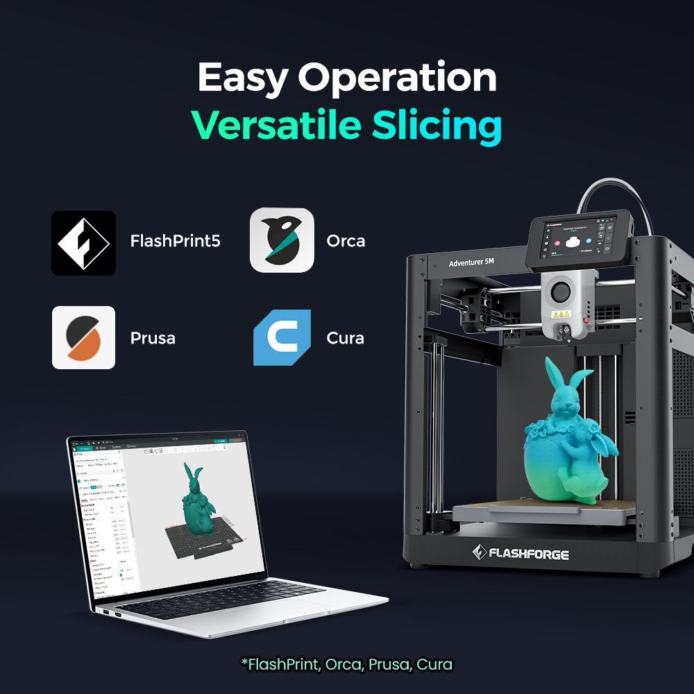 FLASHFORGE Adventurer 5M 3D Printer 600mm/s High-Speed w/Auto Leveling Printing