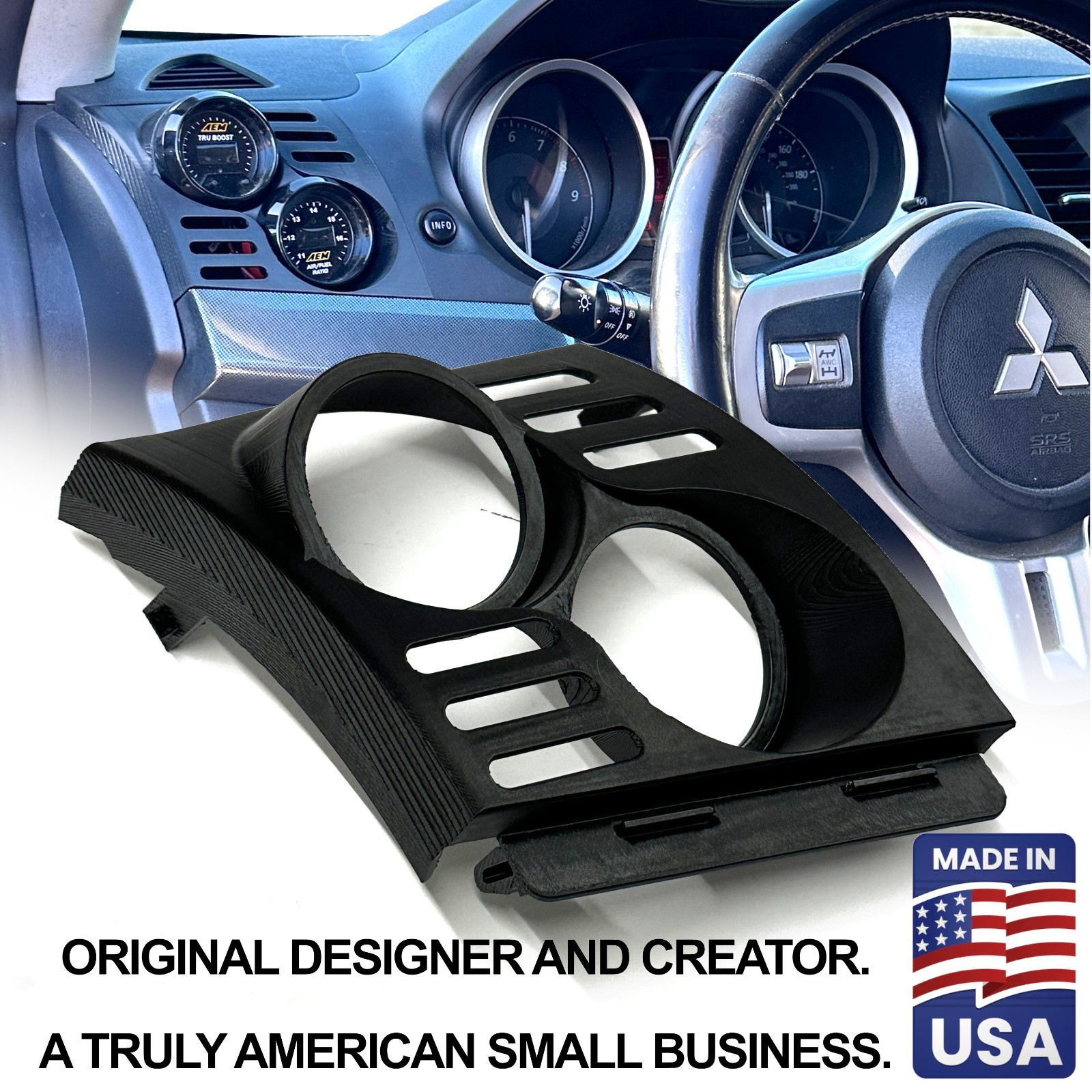 Dual gauge pod for EVO X 2008-2017 Lancer vent cover trim (Original Designer)