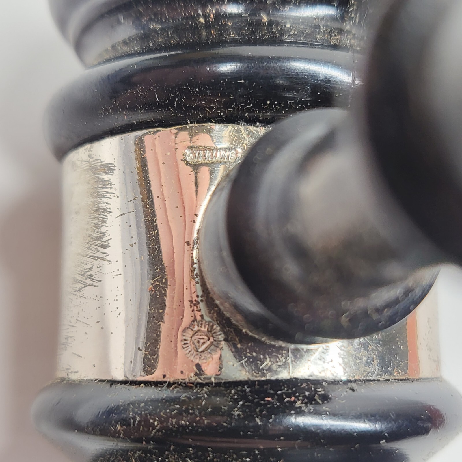 Ebony Wood Gavel w/Sterling Silver Band 10” Vintage 1946 Engraved Onized Club