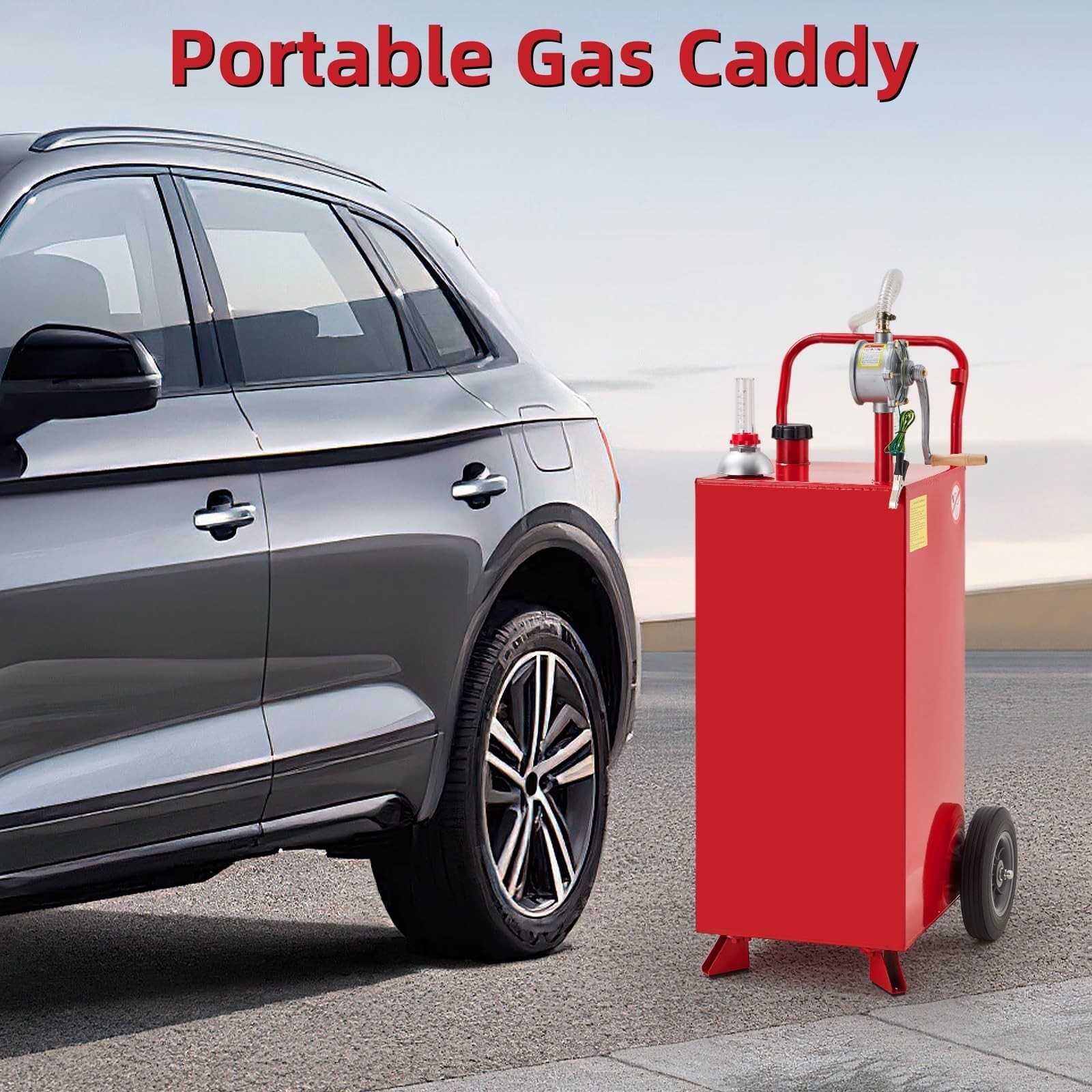 30/35/40/50 Gallon Fuel Caddy Fuel Storage Tank w/ Manual Transfer Pump & Wheels