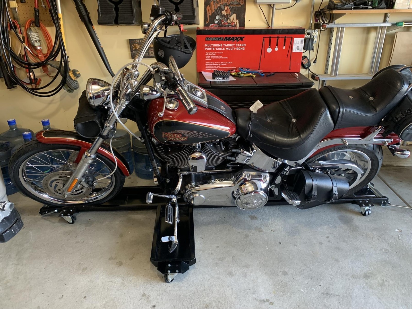 1250 lb Low Profile Motorcycle Dolly Heavy Duty Tilt Handles Garage Transport