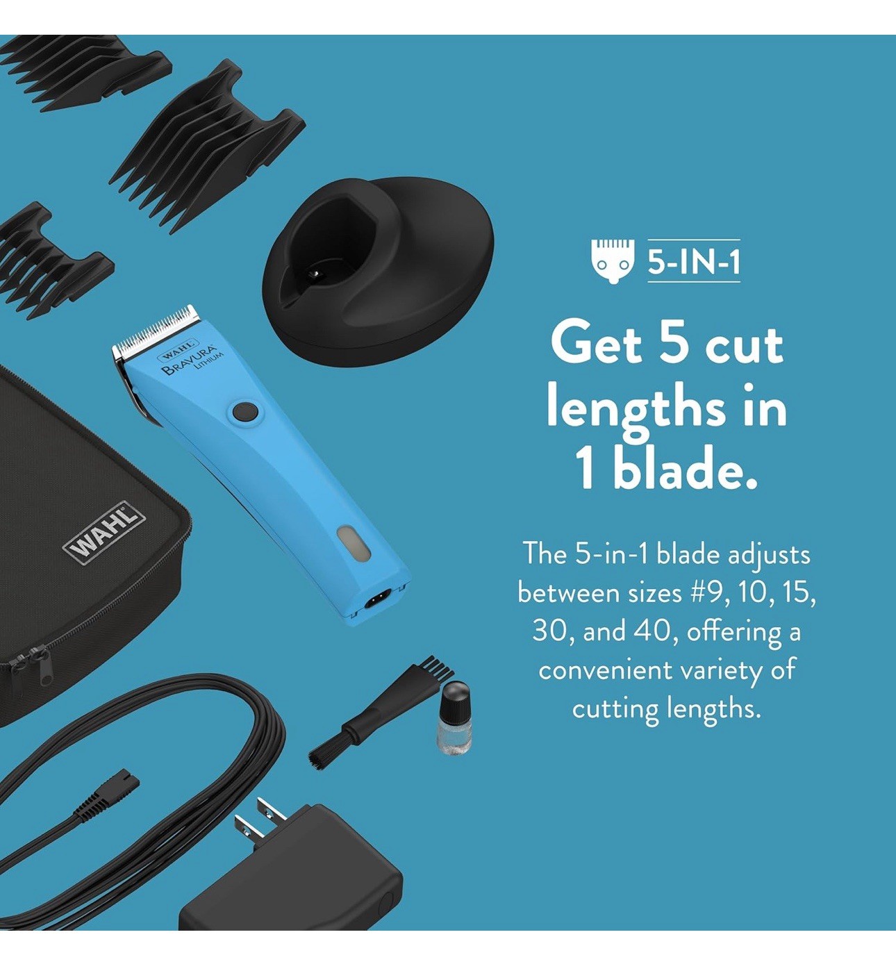 Wahl Bravura Pro Lithium Cordless Animal Clipper Turquoise - New