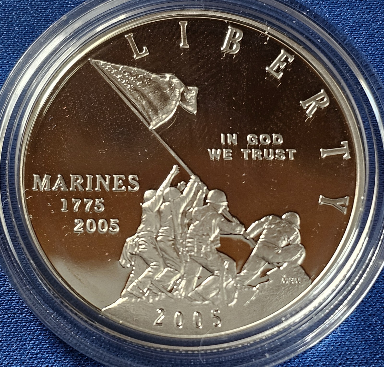 2005 Marine Corps 230th Anniversary Proof Silver Dollar 90% Box Set With COA