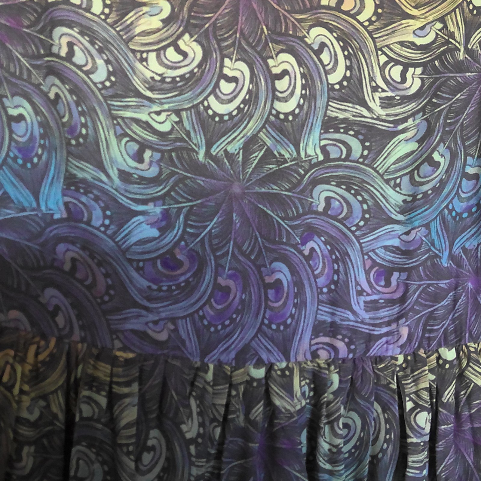 Gymboree Girl's Dress Drop Waist Short Sleeve Peacock Feather Print EUC Sz 5