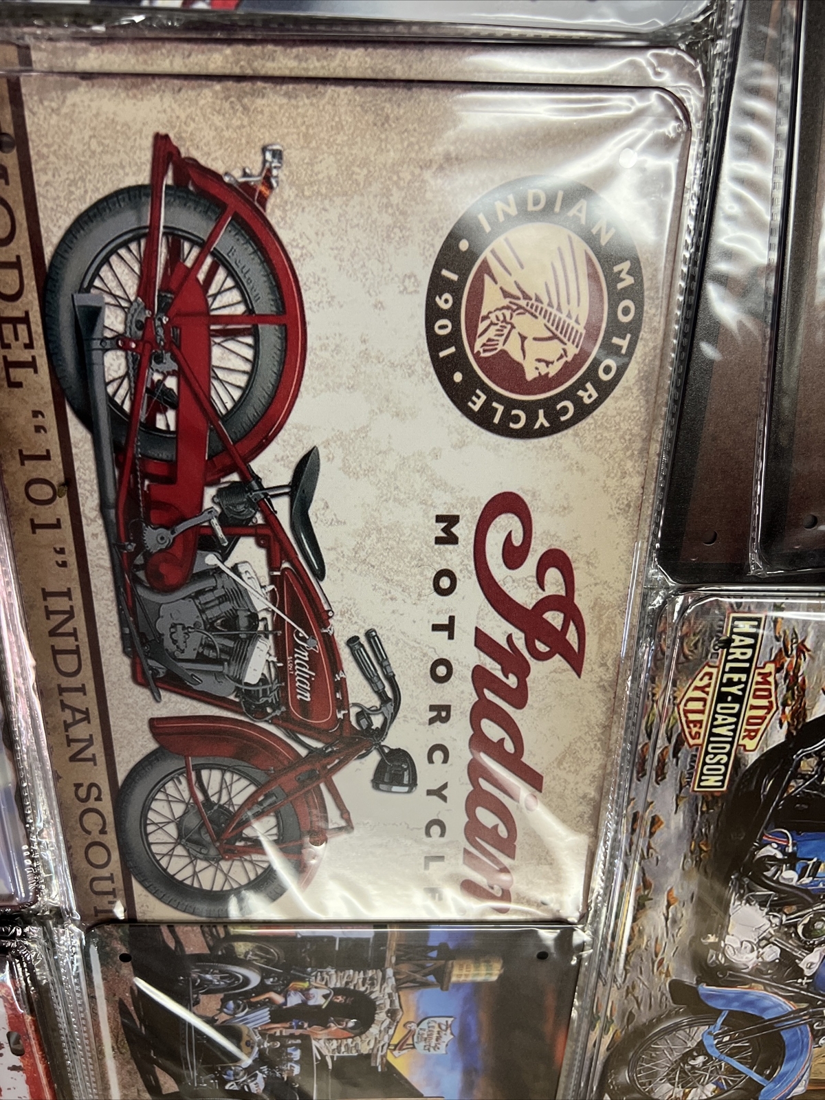 wall Sign decor tin metal plates set of 13 motorcycle Harley Davidson Indian New