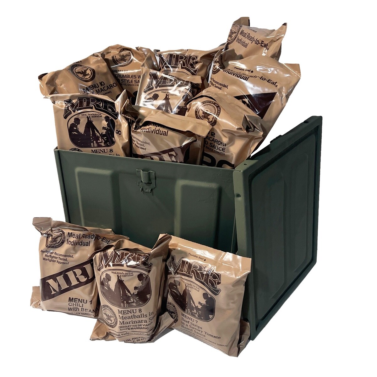 Ammo Can Storage Military Fuze Ammunition - Renewed and 2025 MRE Combo A Case