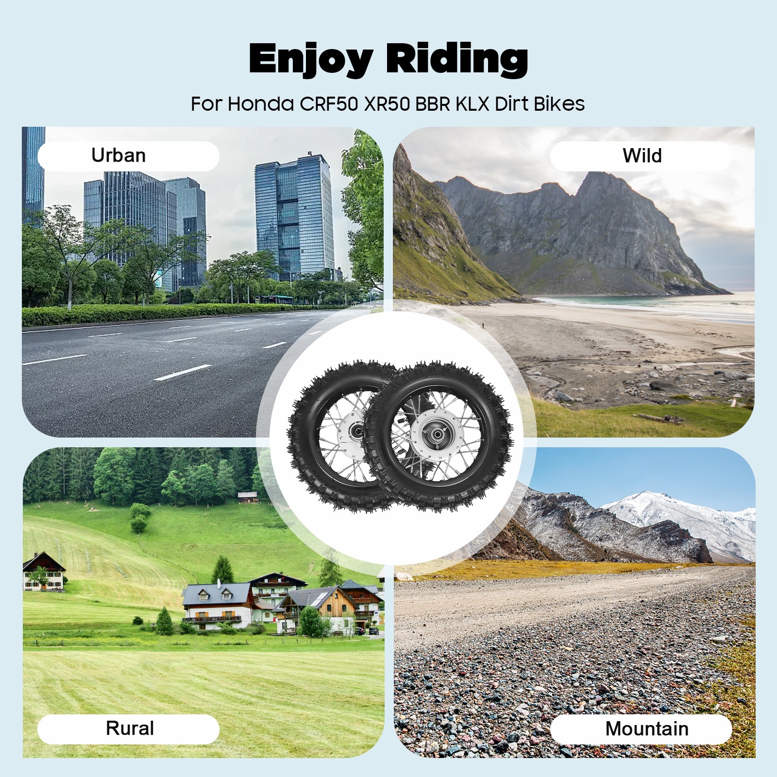 For Honda CRF50 XR50 BBR KLX 2.50-10 Front Rear Tire Rim Wheel Dirt Bike