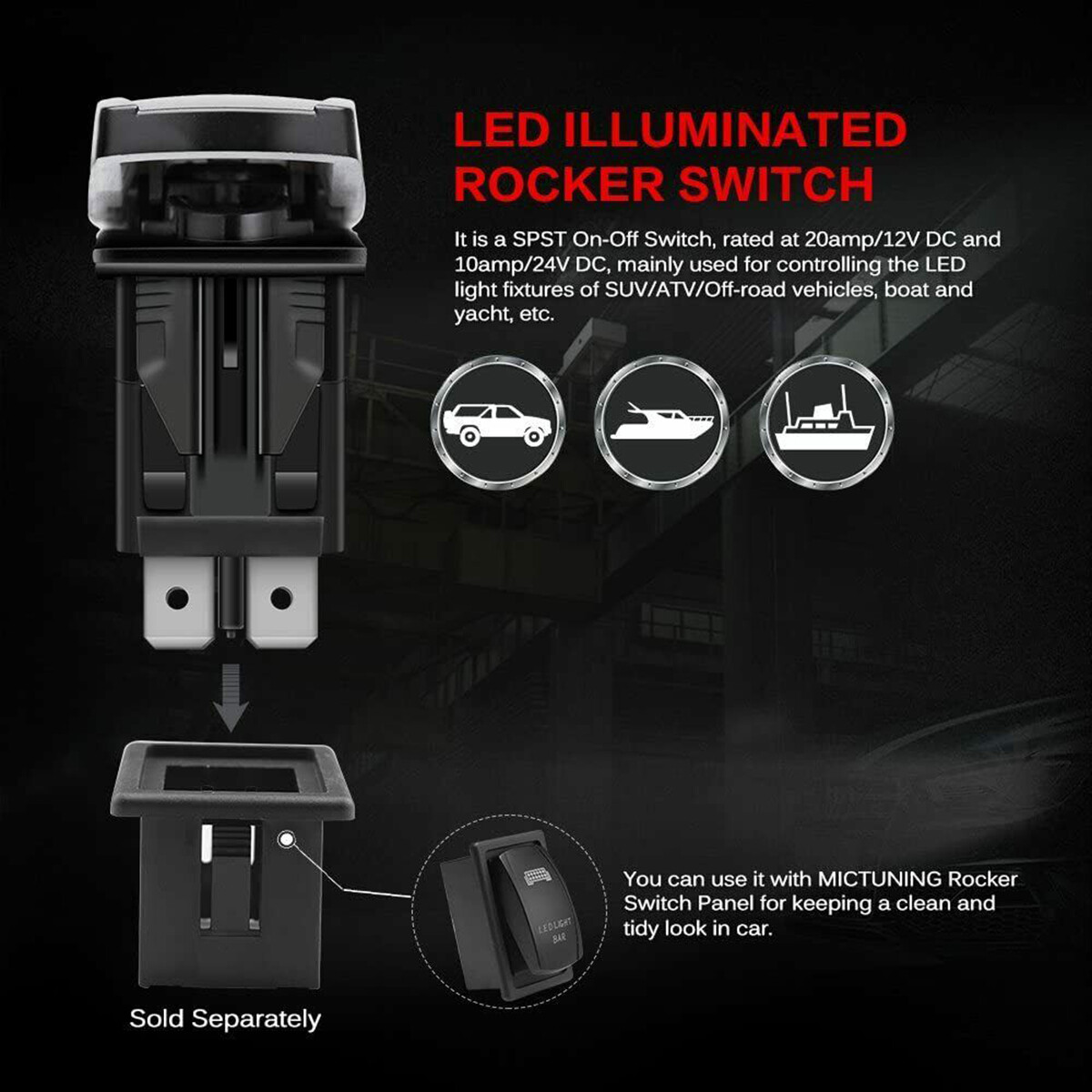 5Pin Blue Light Control Rocker Toggle Switch For ATV UTV ARB Carling Truck Boat