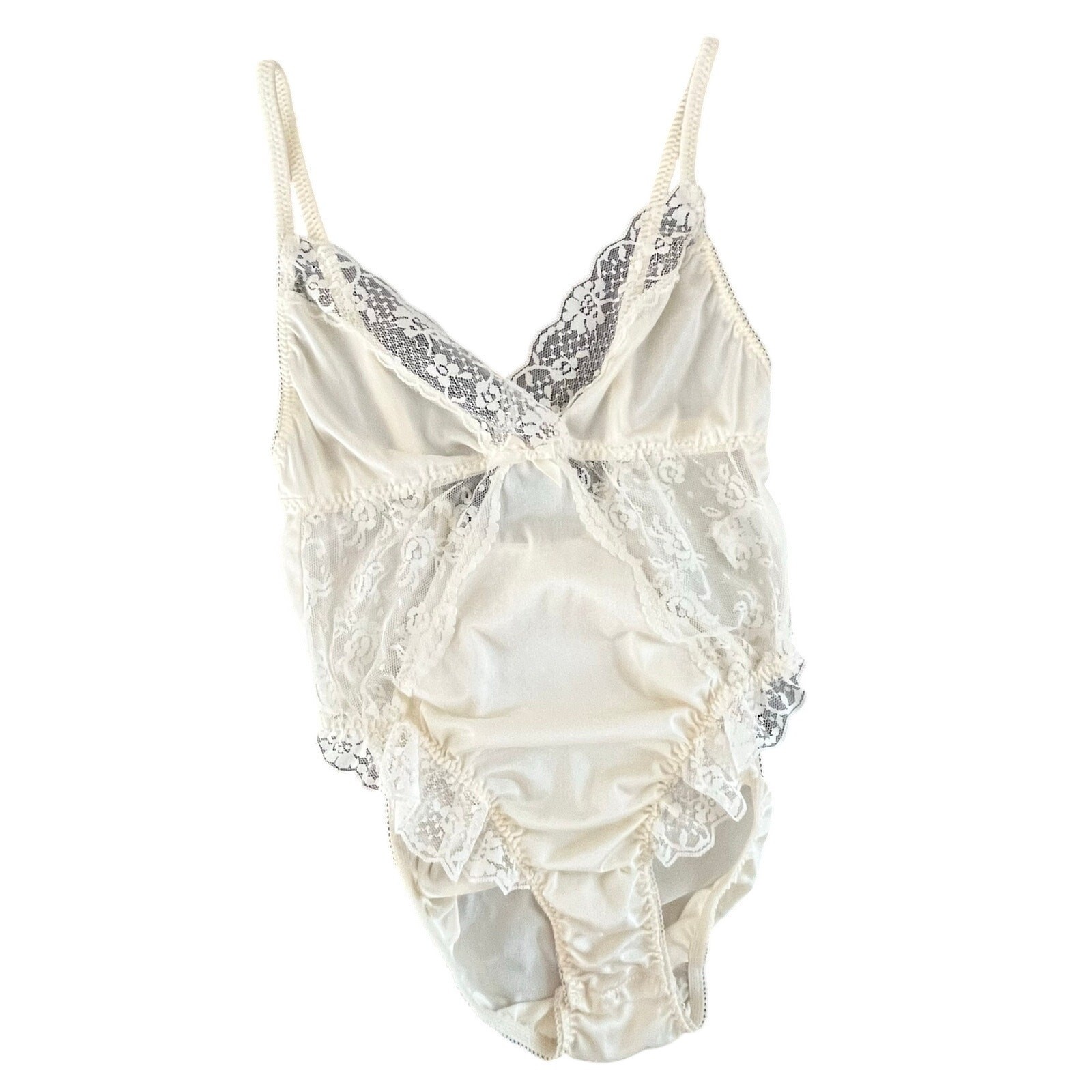 Vintage Lace Badysuit Womens Small Ivory Lingerie Bridal