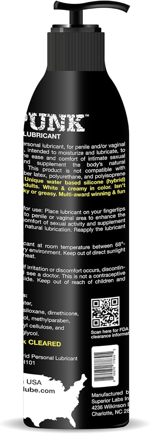 SPUNK Lube Hybrid Lubricant 8oz Water Silicone Based Safe for Toys & Condoms