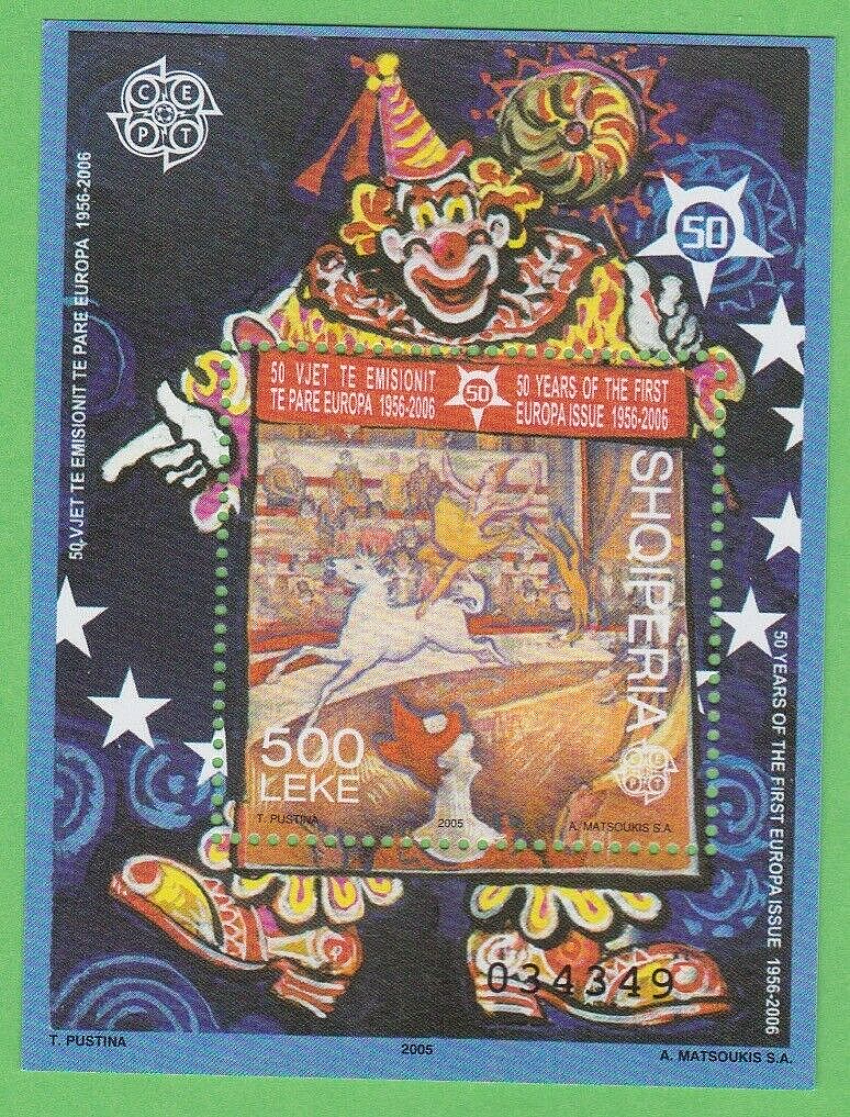 2006 CIRCUS CLOWN STAMP SOUVENIR STAMP SHEET ALBANIA HORSE UNUSED POSTAGE MNH