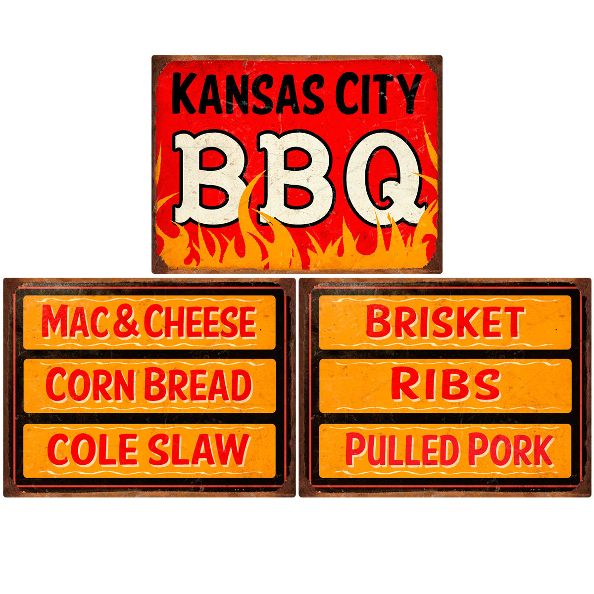 Kansas City BBQ Southern Sides Menu Wall Decal Set 12 x 16 Kitchen Decor