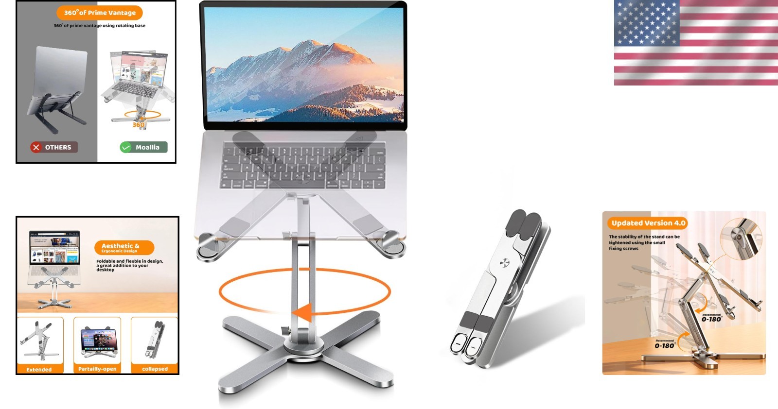 360 Rotating Laptop Stand for Desk