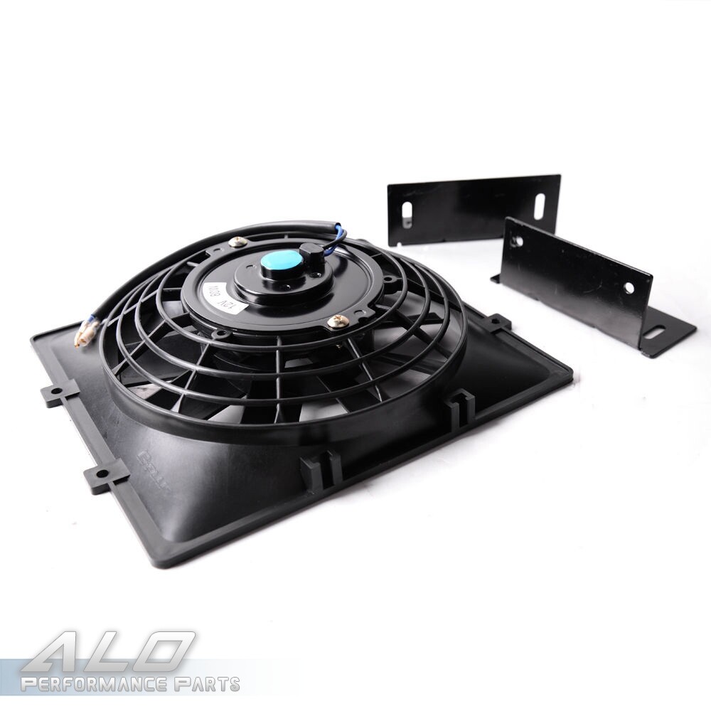 UNIVERSAL 25 ROW 10AN ALUMINUM ENGINE TRANSMISSION OIL COOLER KIT +7" BLACK FAN