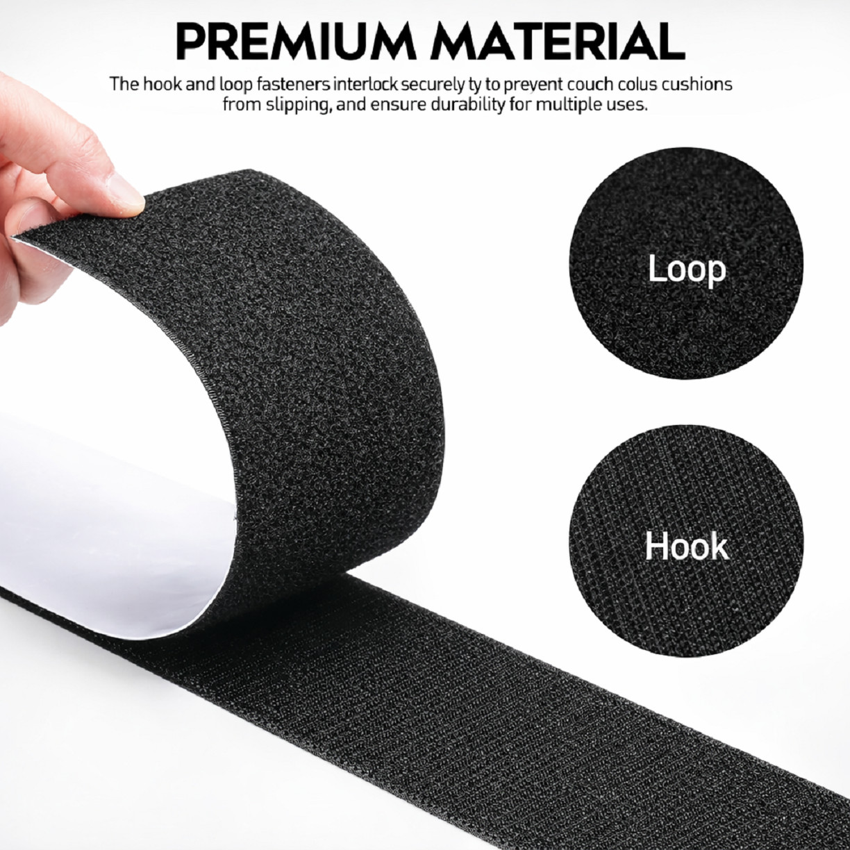 4.4 Inches x 7 Feet Heavy Duty Hook & Loop Tape Strong Adhesive Non Slip