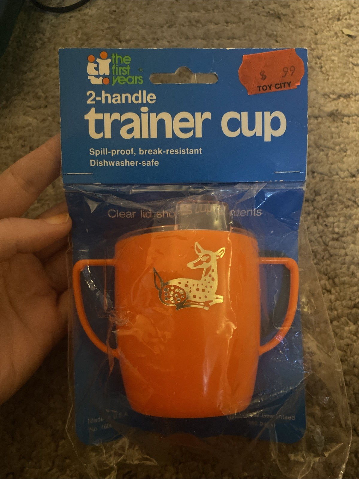 Vintage The first years  Tommee Tippee Sippy Cup Trainer Cup - Orange - NOS 1978