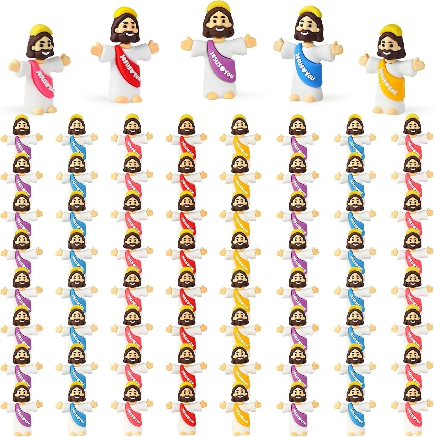 100 Pack Little Jesus Figures Loves You, Tiny Mini Jesus Figurines in Bulk100 Pa