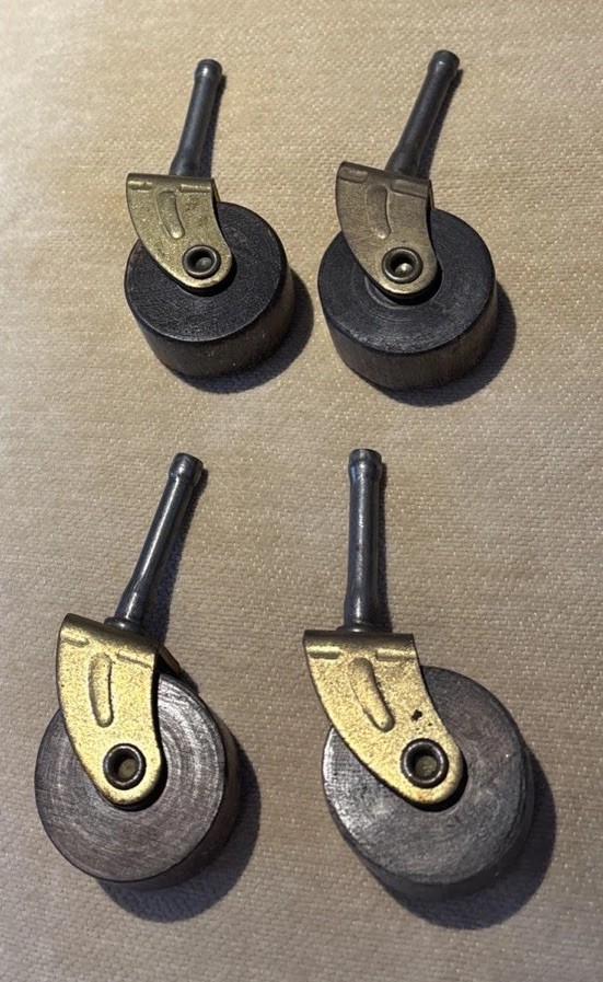 Vtg. Lot 4 Wooden 1.5 Inch Caster Wheels Cabinet Dresser Table Chair