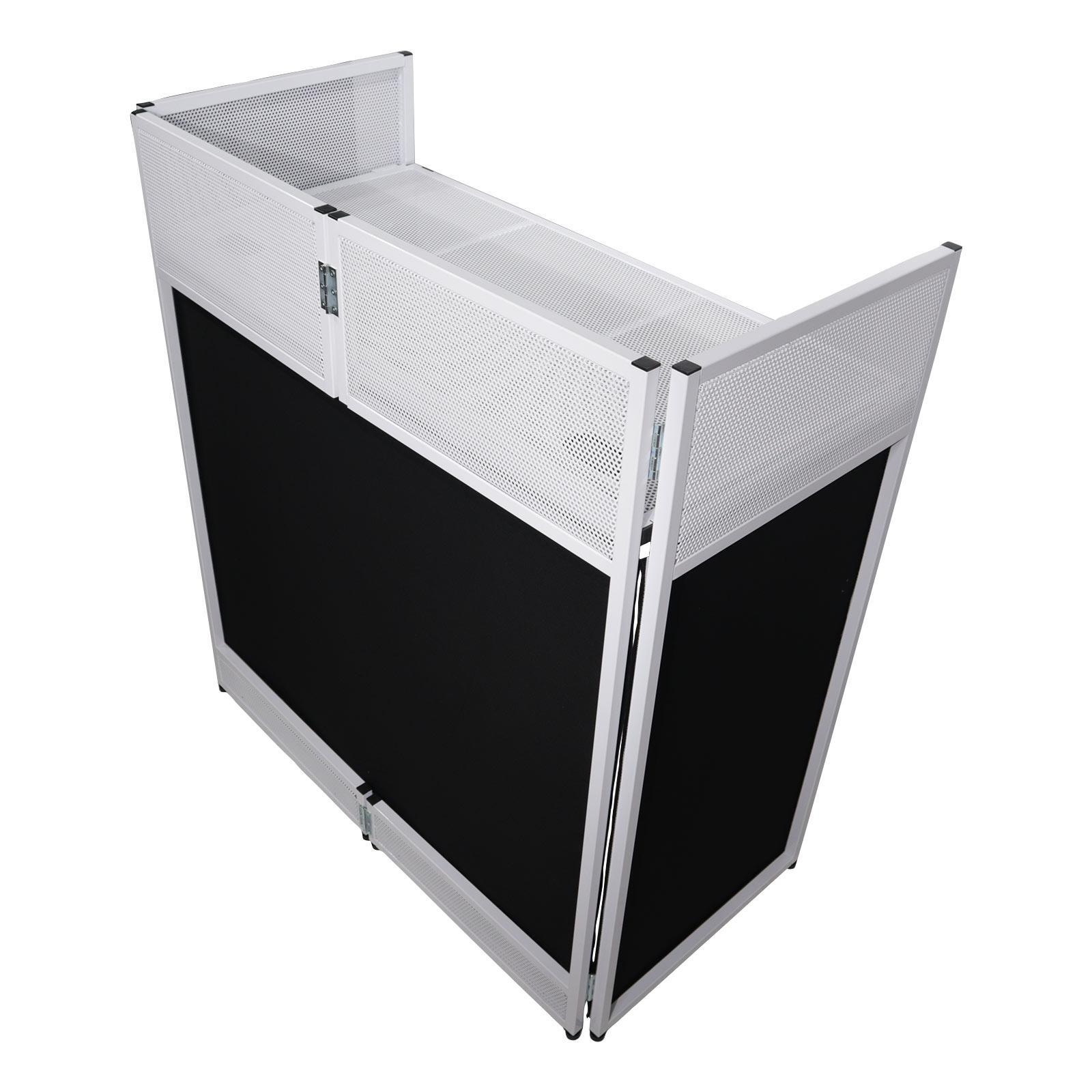 ProX XF-VISTA WH White Portable DJ Booth Facade Table Station w Scrim & Bag