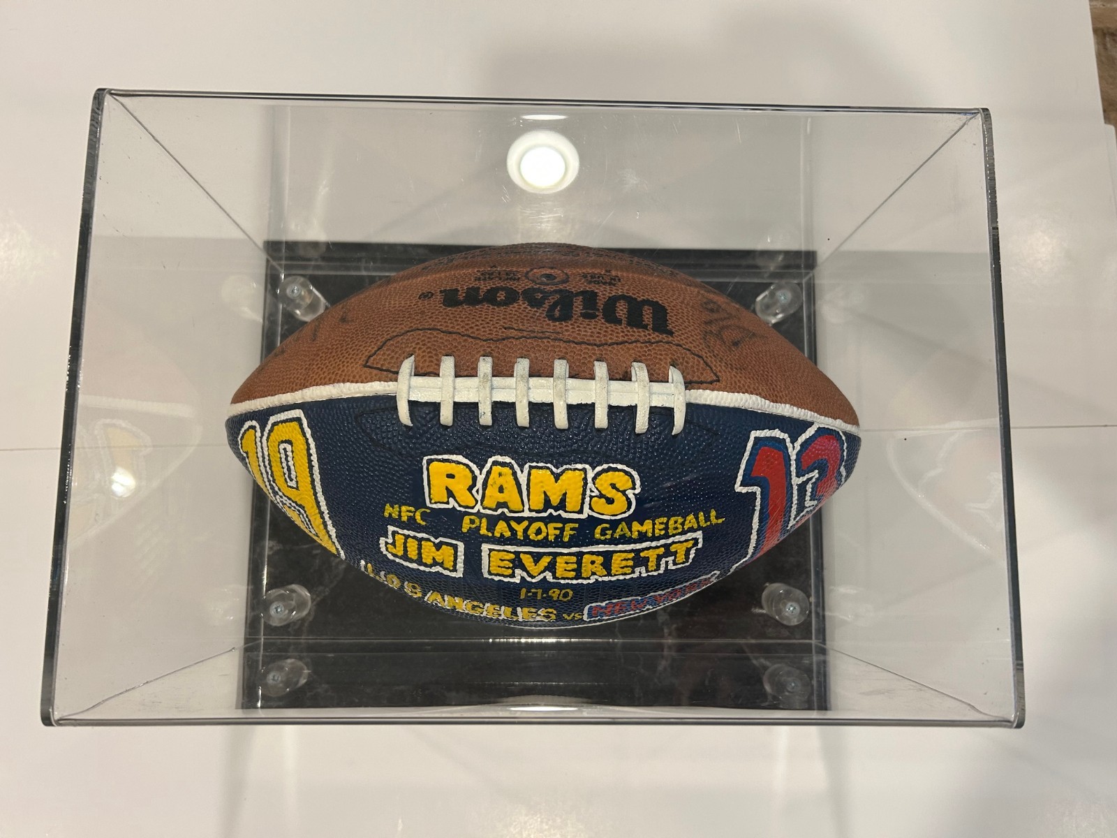 Jim Everett NFL Game Presentation Ball AUTOGRAPHED, Rams - 1989 NFC PLAYOFFS!