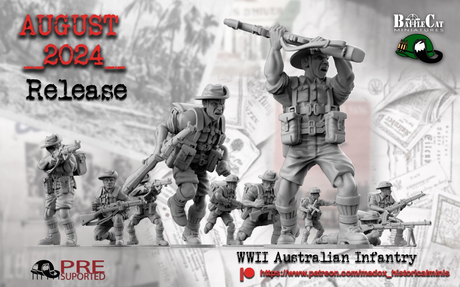 28mm, 3D Printed, WW2, Australians Infantry (17), Bolt Action.
