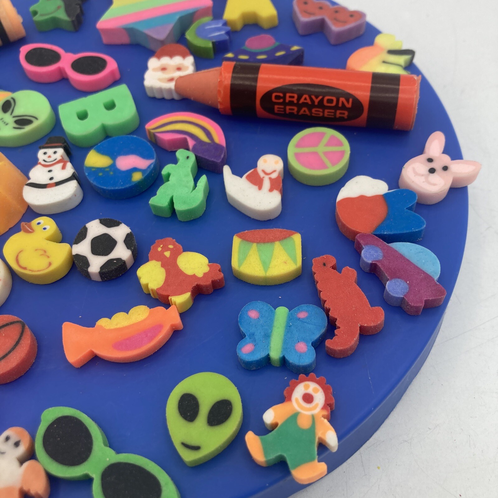 Vtg 90s Eraser Lot Aliens Animals Holiday Kawaii Letters Etc Red Orange Crayon