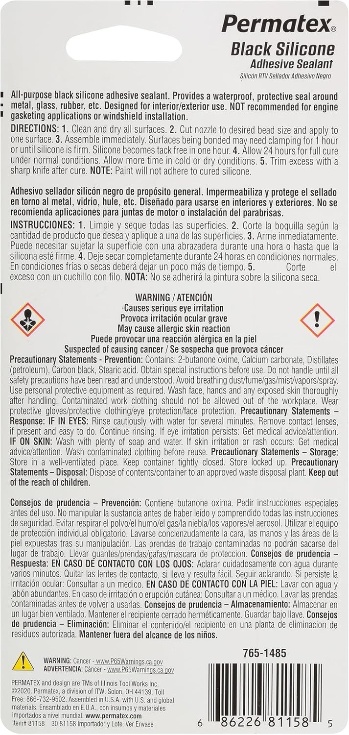 Permatex® Ultra Black® Maximum Oil Resistance RTV Silicone Gasket Maker 3 oz