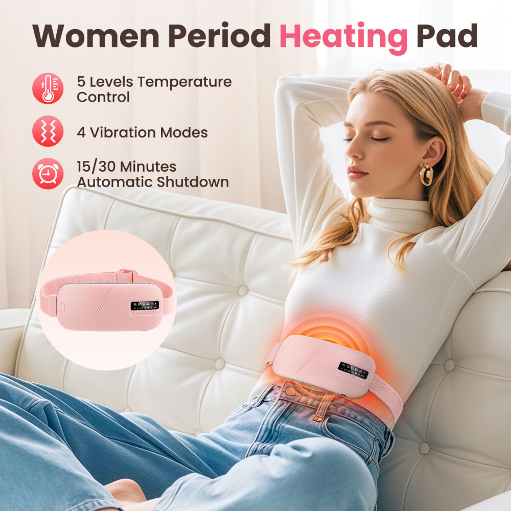 Electric Heating Menstrual Vibration Pad Belt For Period Pain Relief Cramps USB