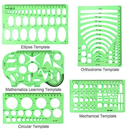 11PCS Geometric Drawings Templates, Drafting Stencils Measuring Tools,