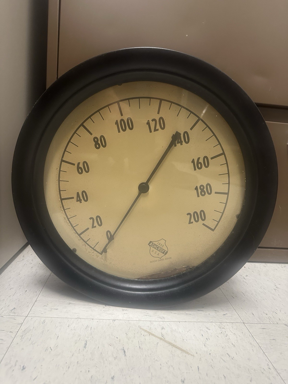 Ashcroft 14” Large Air Pressure Guage 0-200 Antique Works Well