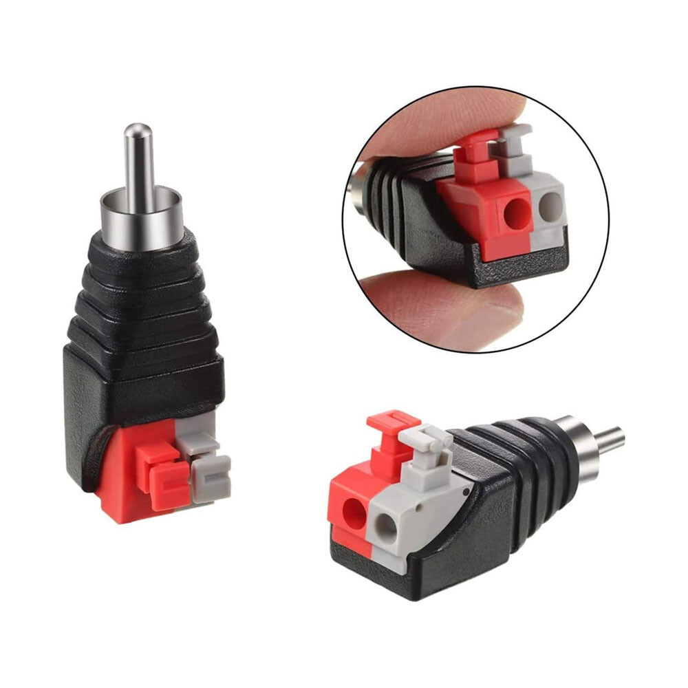 10Pcs Speaker Wire Cable to Audio Male RCA Connector Adapter Jack Plug