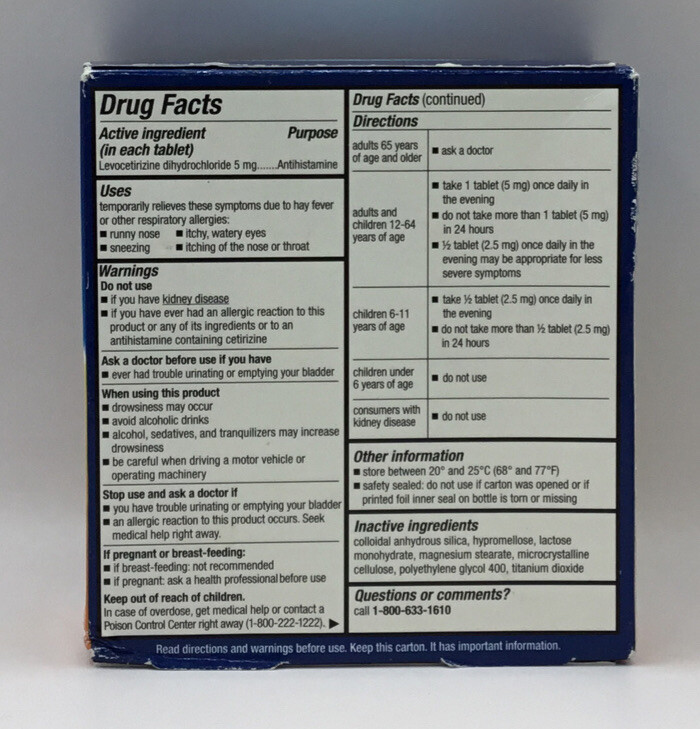 Xyzal Allergy 24Hr Allergy 80Ct Day & Night Relief Exp 1/26 HALF OPEN BOX & RIP