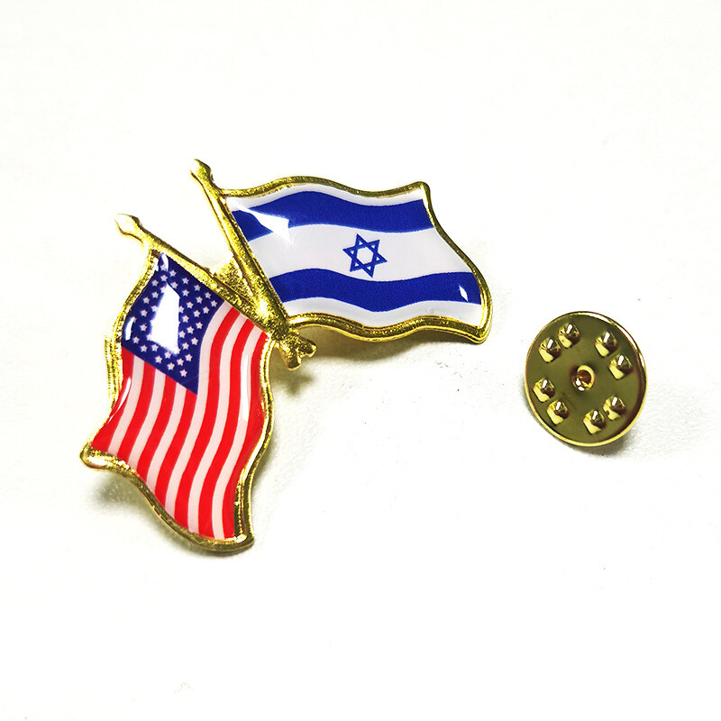 Pack of 10 SUPPORT ISRAEL and USA Crossed Friendship Flag Lapel Pin