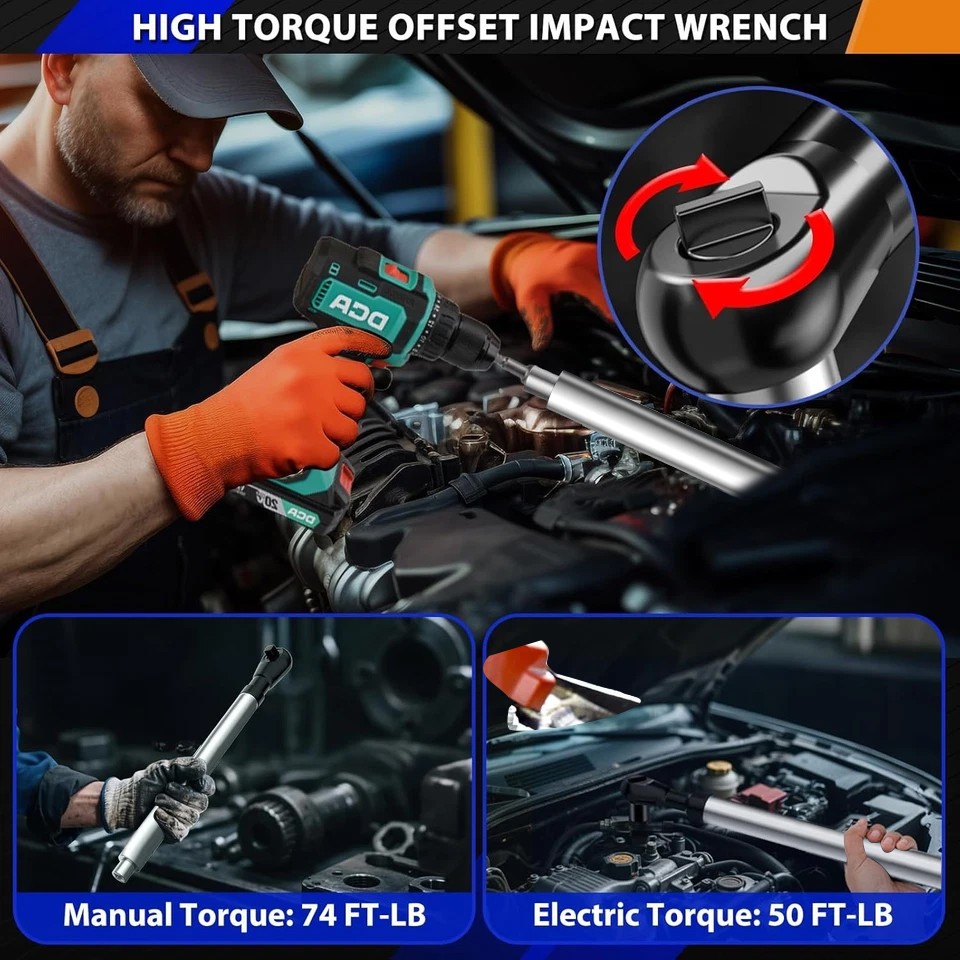 1/2" Offset Extension Wrench, Impact Ratchet Extender for Electric Drill, with 3