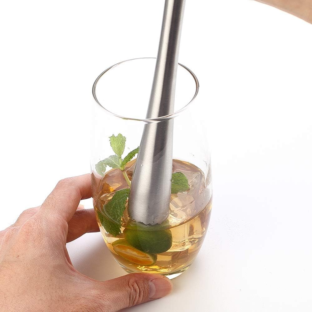 JXS 10" 255MM Stainless Steel Sturdy Cocktail Muddler, Silver-xl-255mm