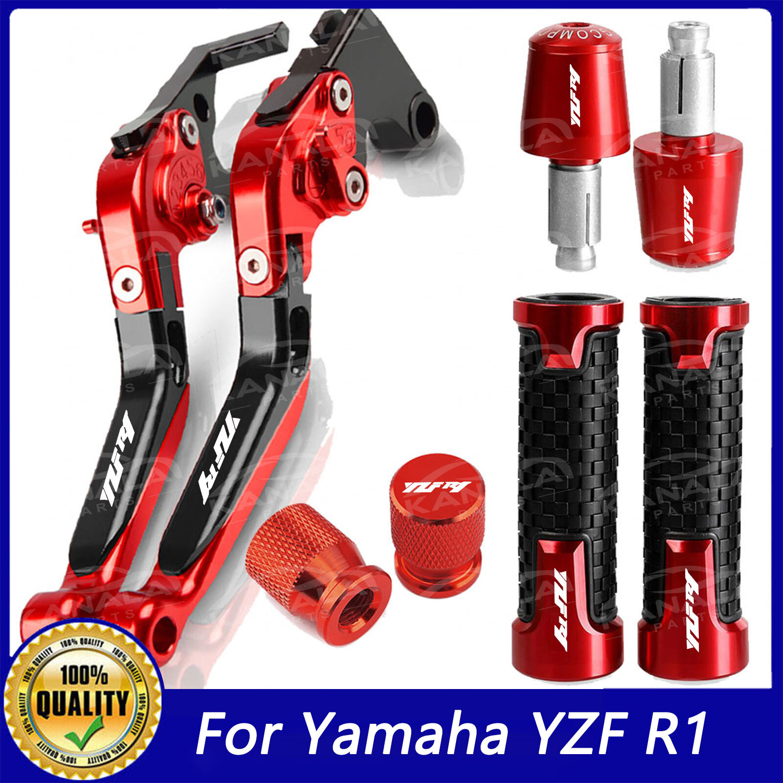 For Yamaha YZF R1 Motorcycle Adjustable Brake Clutch Levers Handle Grips Cap