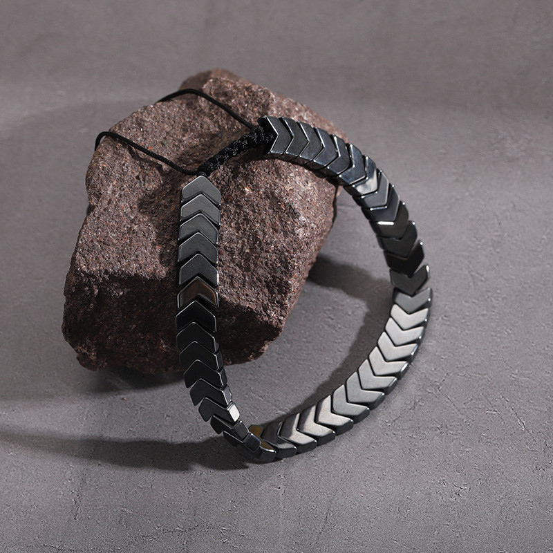 Hematite Bracelet Natural Black Adjustable Healing Men Women Reiki