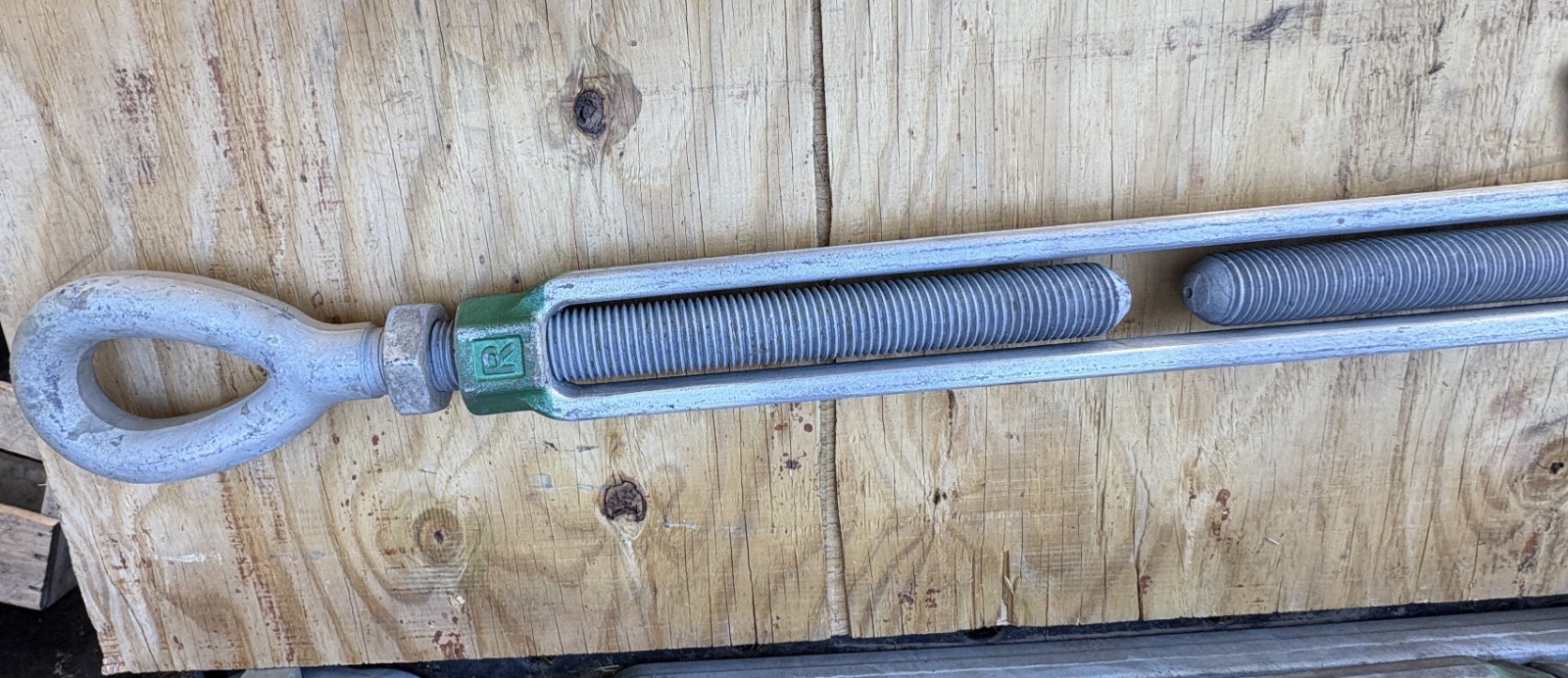 Green Pin Turnbuckle 1 1/2” x 24” Turnbuckle, eye-jaw end-fitting, 9.71 Ton load